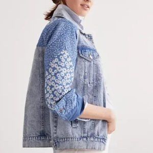 Anthropologie Avec Les Filles Floral Quilted Patchwork Trucker Jean Jacket NWT